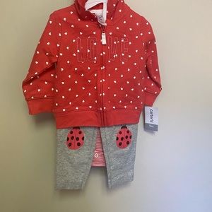 Carter’s 3-piece hoodie red, white and grey LOVE micro set.